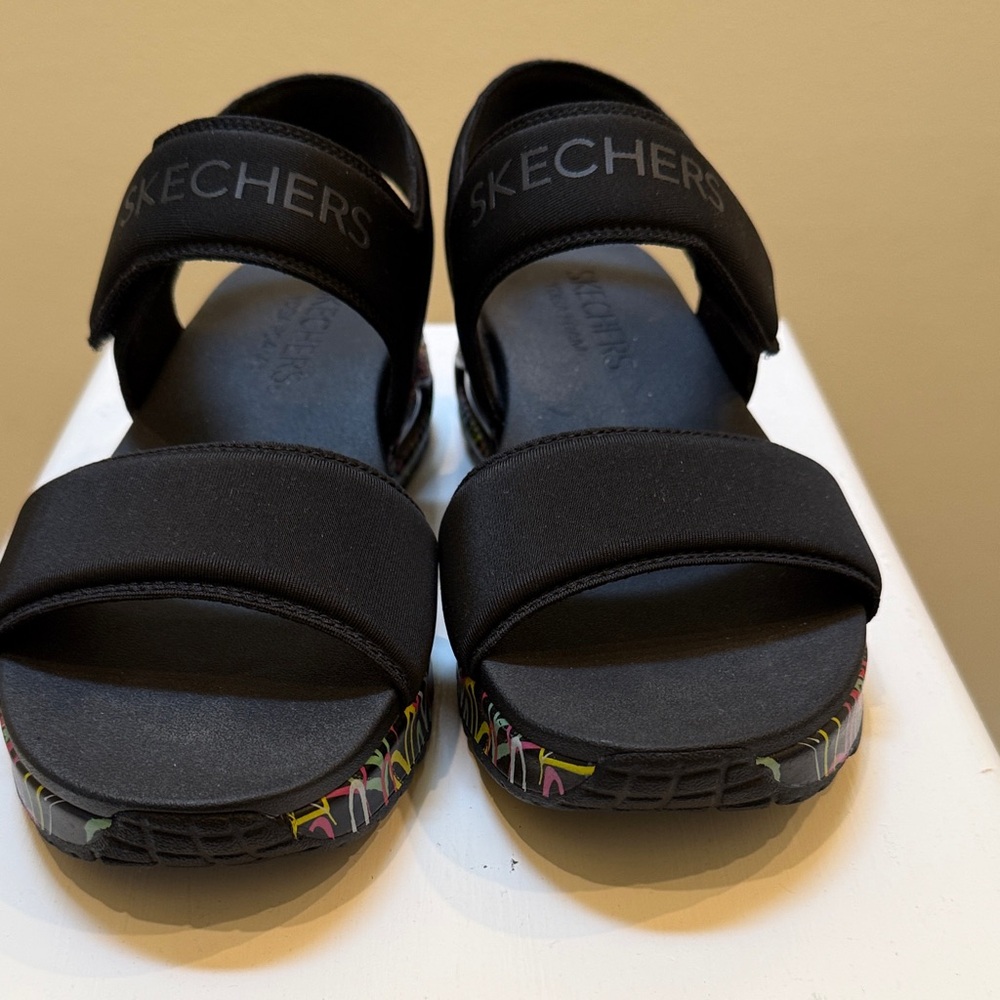 Skechers Black Sandals with Vibrant Sole